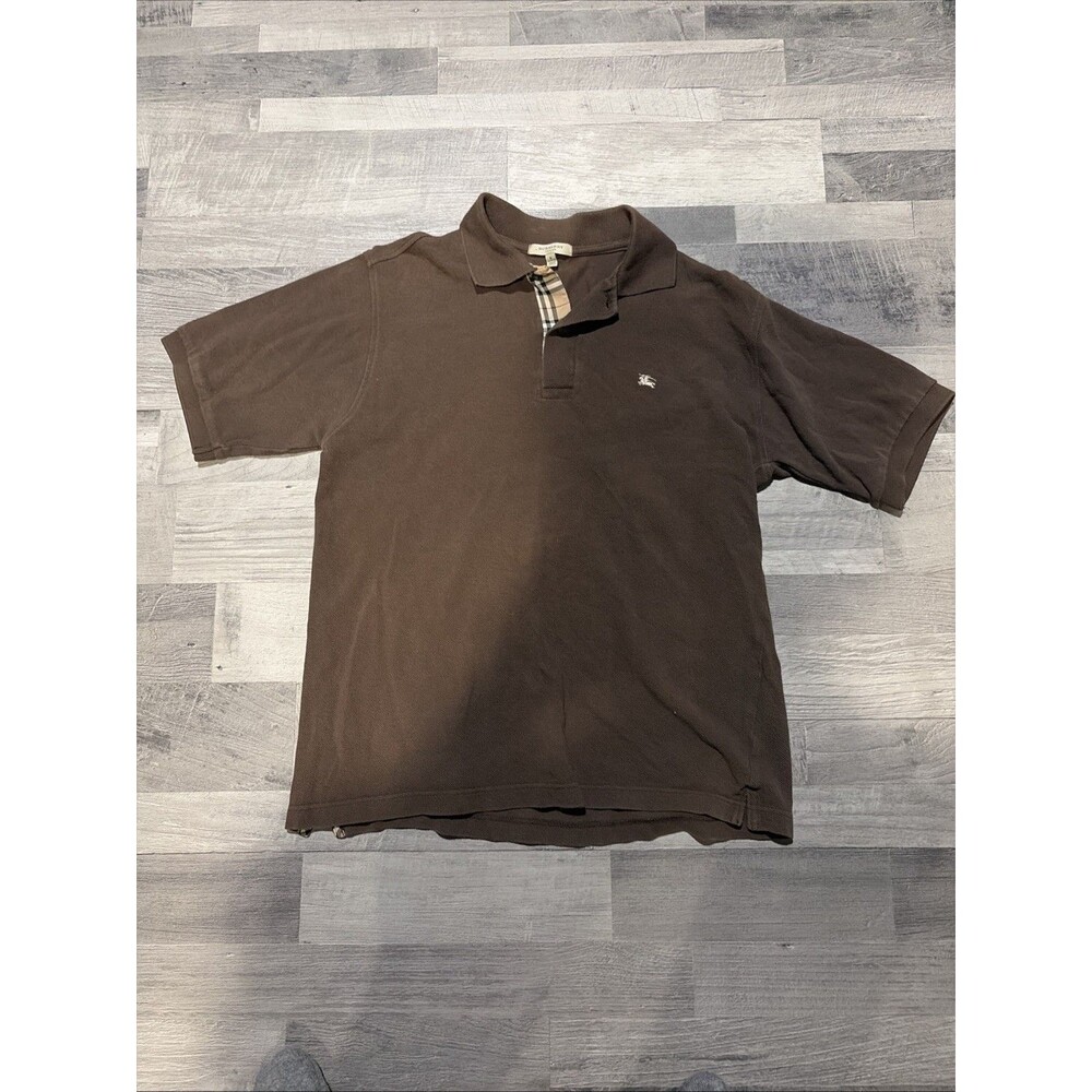 Burberry London Polo Shirt Men’s Size Small Brown Cotton Short Sleeve Logo